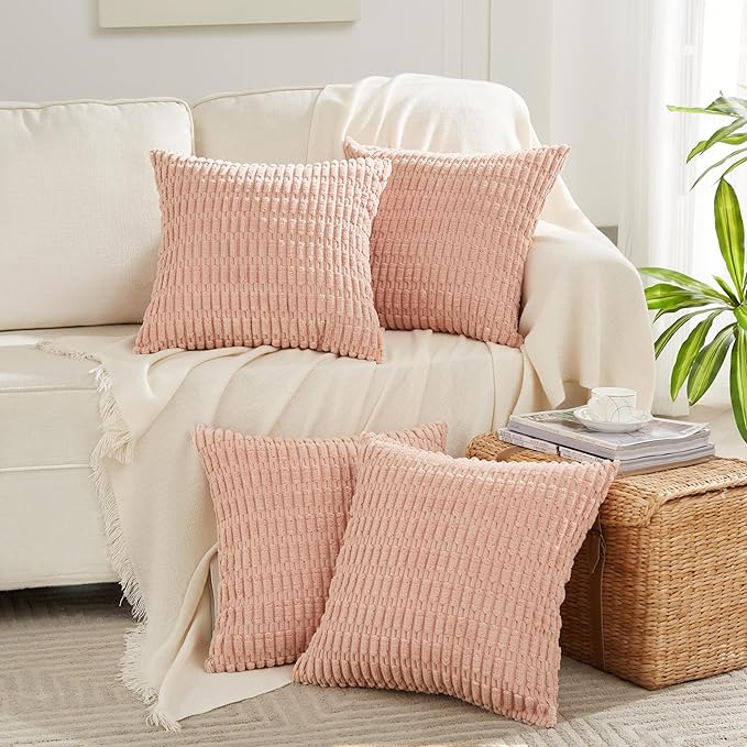 Fancy Homi 4 Packs Boho Pink Decorative Throw Pillow Covers 16x16 Inch - Image 6