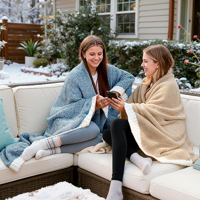 Joiedomi Throw Blanket for Couch Bed, Light Camel Knitted Blankets Gifts for - Image 5