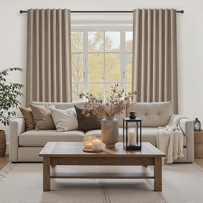 Dark Flax Black Out 108 Inch Long Boho Curtains 2 Panel Set, Farmhouse Curtain - Image 6