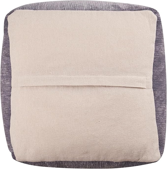 LR Home Contemporary Solid Square Indoor Medium Pouf Ottoman, Frost Gray | - Image 5