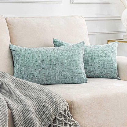 Home Brilliant 12x20 Pillow Cover Set of 2, Lumbar Chenille Pillow Covers Plush by HomeBrilliant