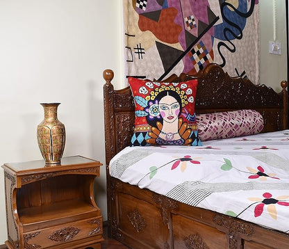 Frida Inspired Pillow Cover Bella Senorita Hispanic Pillowcase Colorful Birds - Image 2