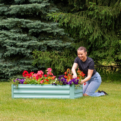 sunnydaze rectangle galvanized raised garden bed for vegetables, view 9