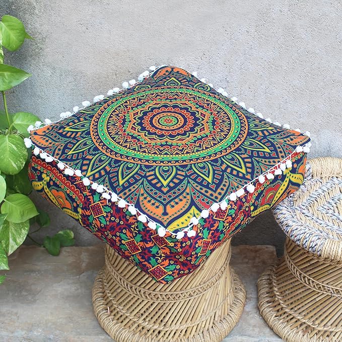 CRAFT KALA Large Hippie Mandala Meditation Floor Ottoman Pillow Cushion Pouf - Image 9
