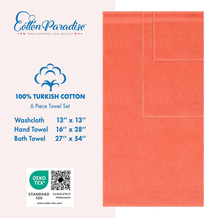 cotton paradise 6 piece towel set, 100% cotton, side view