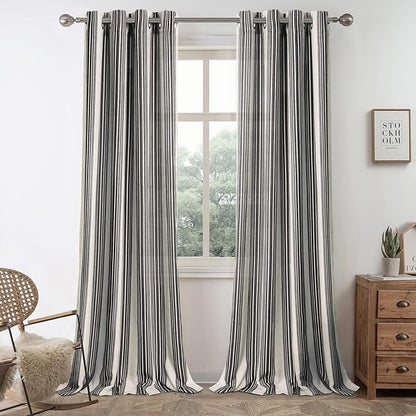 DriftAway Farmhouse Vertical Striped Linen Blend Textured Light Filtering Semi by DriftAway