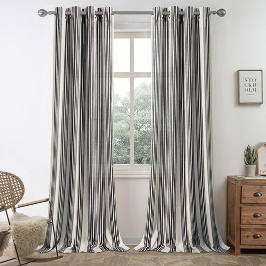 DriftAway Farmhouse Vertical Striped Linen Blend Textured Light Filtering Semi by DriftAway