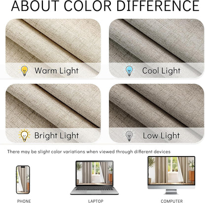 chrisdowa linen blackout curtains 63 inch length 100%, front angle view