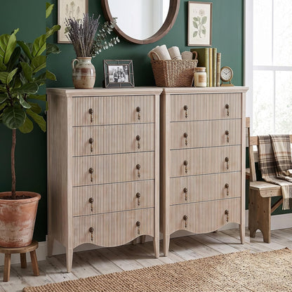 5-drawer 47" tall fluted dresser, vertical chest of, package contents