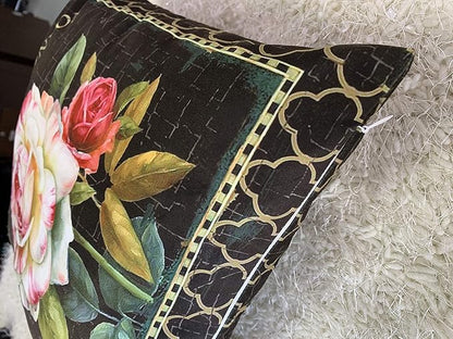 Elegant Velvet Floral Throw Pillow Cover Double Sides Handmake Flower - Image 4