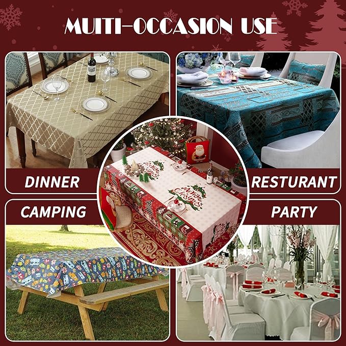Christmas Rectangle Table Cloth, 100% Waterproof Tablecloth, Christmas - Image 6