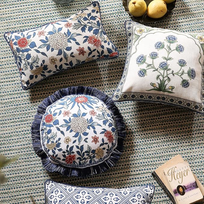 patdrea Designer Floral Linen Throw Pillow Covers - Image 7