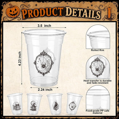 SiliFine 100 Pcs 12 oz Halloween Plastic Cups, Halloween Party Supplies