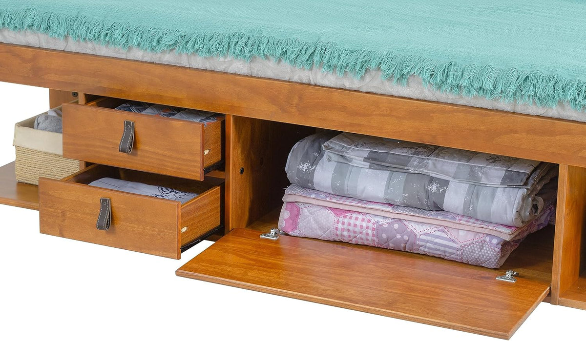 memomad bali king size slim set: storage platform, front angle view