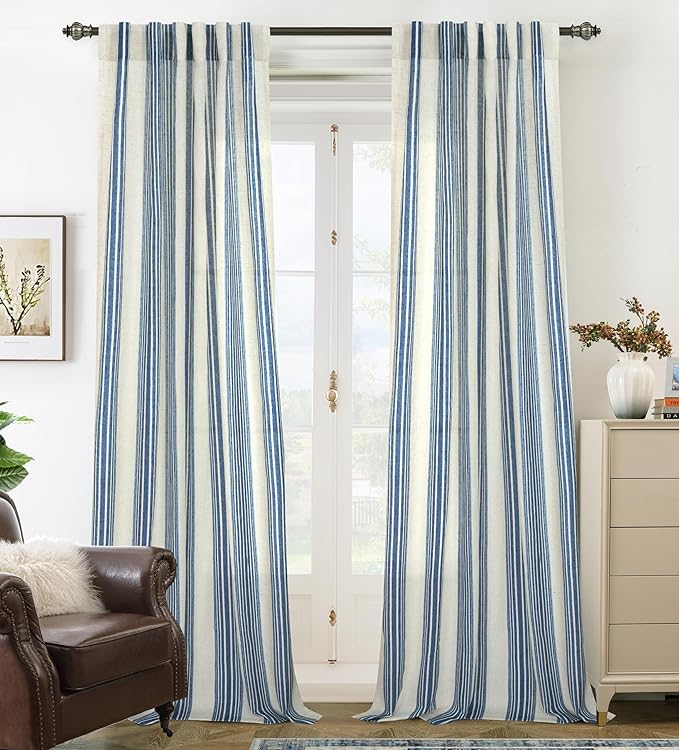 DriftAway Farmhouse Vertical Striped Linen Blend Textured Light Filtering Semi by DriftAway