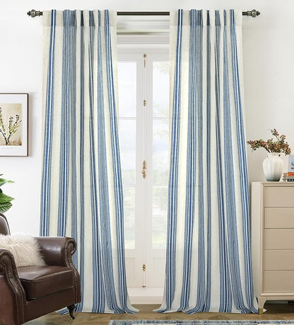 DriftAway Farmhouse Vertical Striped Linen Blend Textured Light Filtering Semi by DriftAway