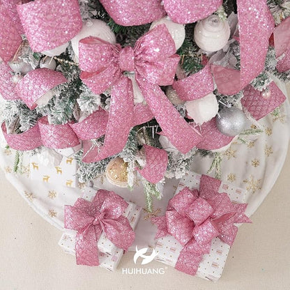 HUIHUANG Pink Glitter Wired Ribbon - Image 9