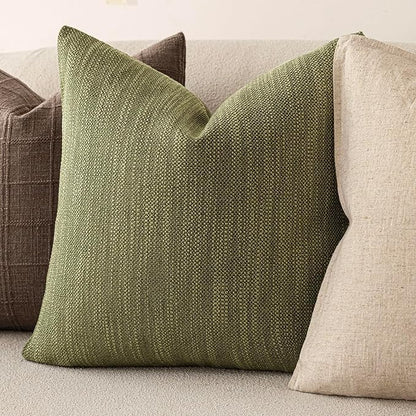 Foindtower Set of 2 Decorative Textured Burlap Linen Throw Pillow Covers - Image 4