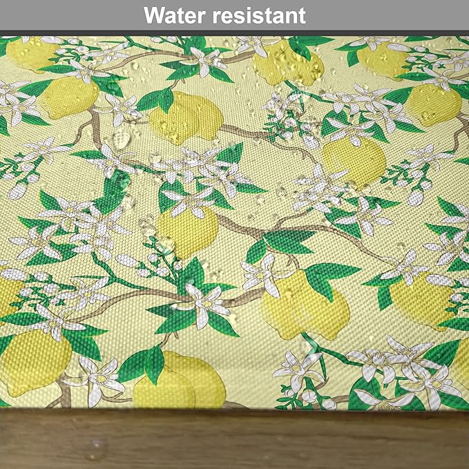 Ambesonne Lemons Place Mats Set of 4, Blooming Lemon Flowers on Tree Branches - Image 6