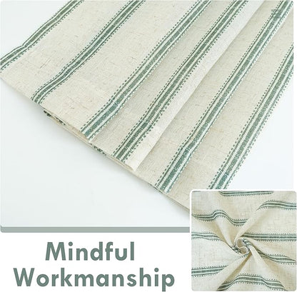 DriftAway Farmhouse Vertical Striped Linen Blend Textured Light Filtering Semi - Image 3
