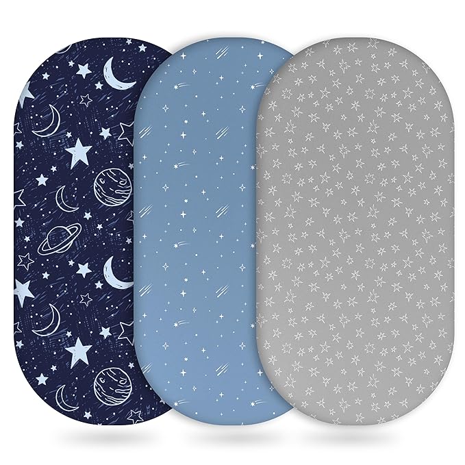 Baby Bassinet Sheets Girl Boy, Fitted Bassinet Sheet Set 3 Pack Bassinet by Unnivoll