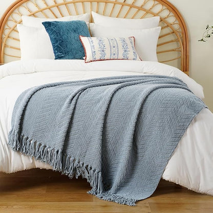 BATTILO HOME Bluish Grey Chenille Throw Blanket - Image 6