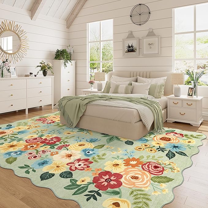 DUKINO 6x9 Area Rug, Floral Washable Rugs - Image 3