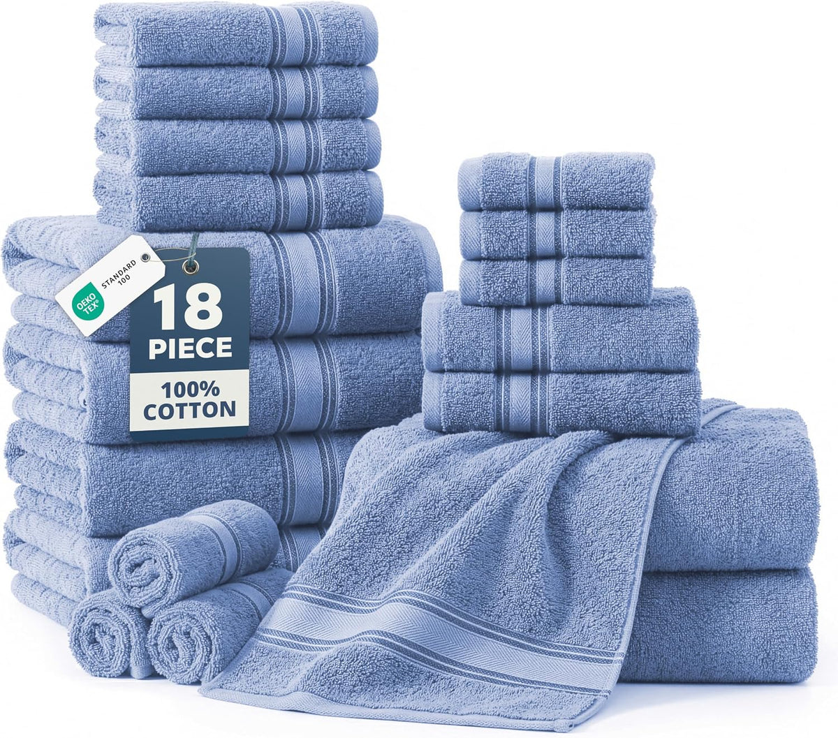 lane linen towel set quick dry 100% cotton, main product view
