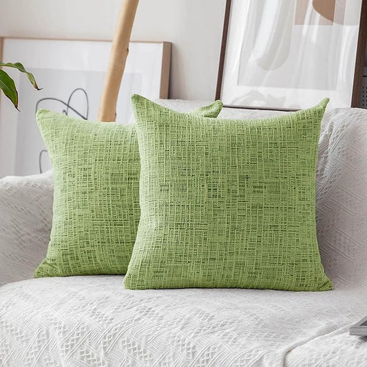 Home Brilliant Green Spring Pillows Covers Textured Chenille Plush Velvet by HomeBrilliant