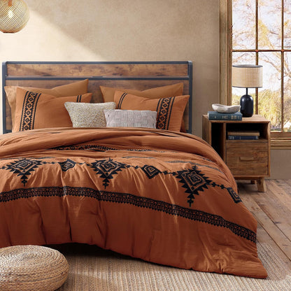 mairêve embroidery queen comforter set 7 pieces burnt, package contents