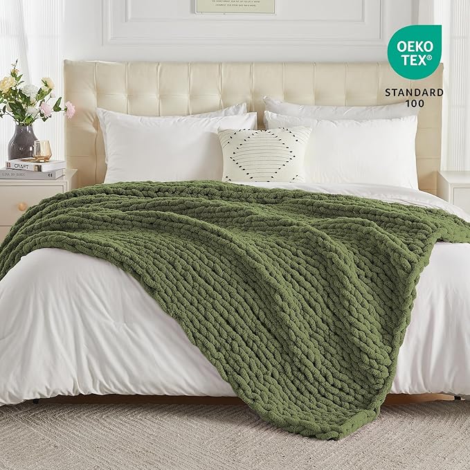 Carriediosa Chunky Knit Throw Blanket 60" X 80" Twin, 100% Hand Made Large - Image 4