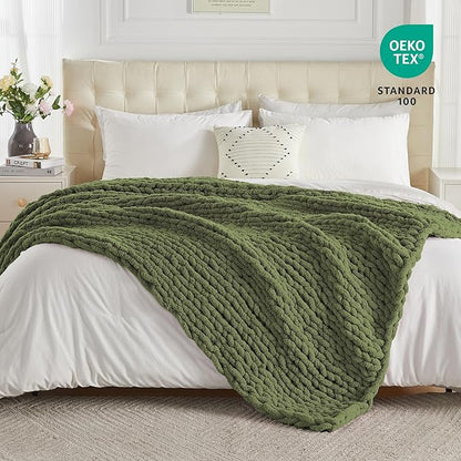 Carriediosa Chunky Knit Throw Blanket 60" X 80" Twin, 100% Hand Made Large - Image 4