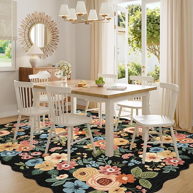DUKINO 8x10 Area Rug, Floral Washable Rugs - Image 8
