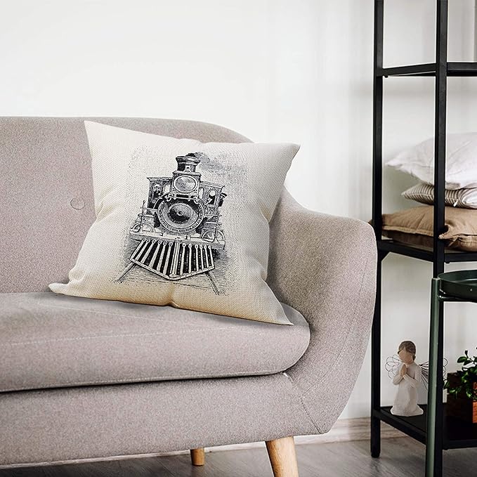 Train Decor Pillow Covers 18x18, Themed Room Decor, Gifts - Image 2