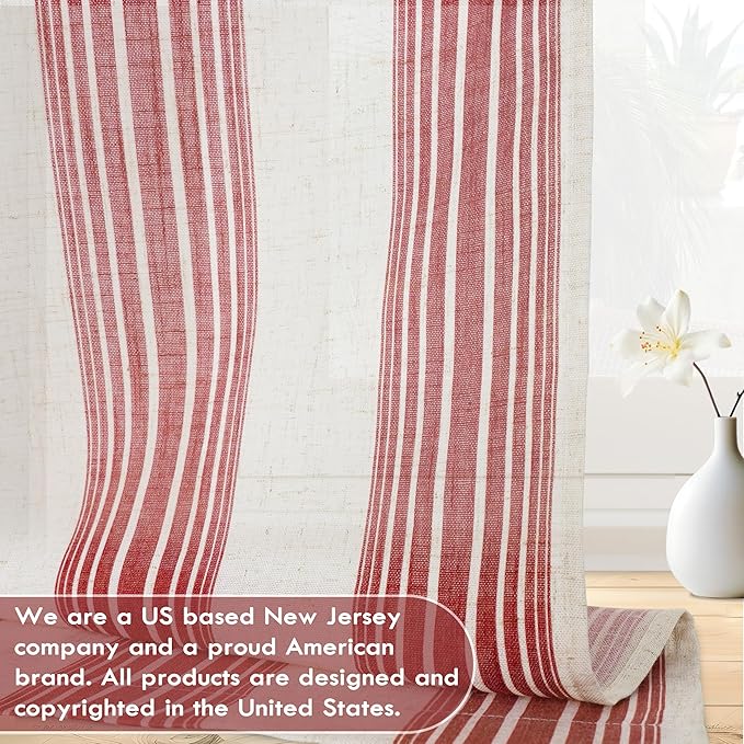 DriftAway Farmhouse Vertical Striped Linen Blend Textured Light Filtering Semi - Image 6