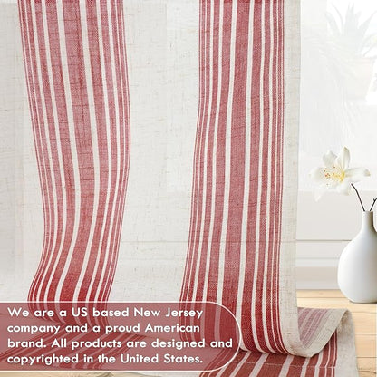 DriftAway Farmhouse Vertical Striped Linen Blend Textured Light Filtering Semi - Image 6
