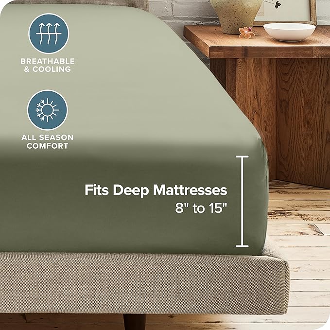 Bare Home 2-Pack Fitted Bottom Sheets Split King - Image 4