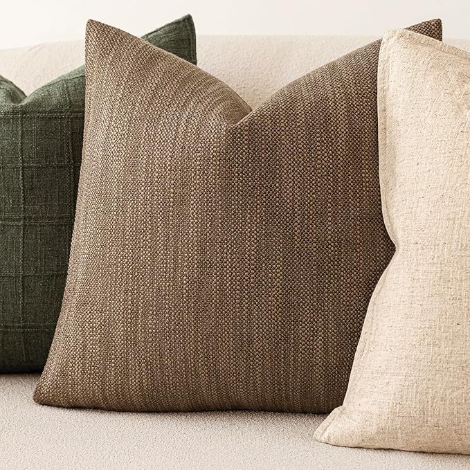 Foindtower Set of 2 Decorative Textured Burlap Linen Throw Pillow Covers - Image 4
