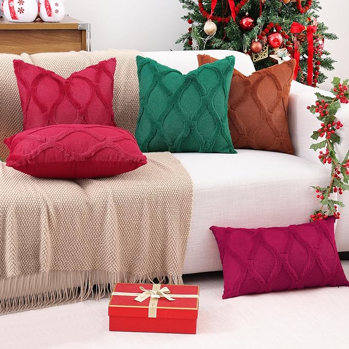 decorUhome Christmas Throw Pillow Covers 24x24 Inch Set of 2, Soft Plush Faux - Image 6