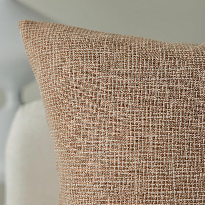 Kevin Textile Textural Faux Linen Throw Pillow Covers 18x18 Inch Cushion - Image 3