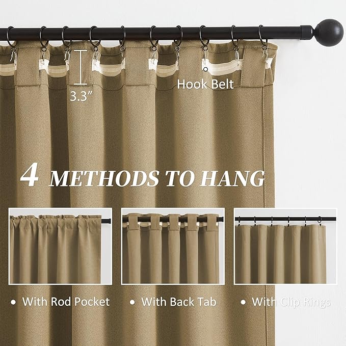 KEQIAOSUOCAI 102 Inch Linen Blackout Curtains - Image 3