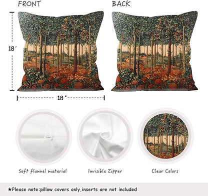 Rustic William Morris Inspired Autumn Forest Decor Throw Pillow Covers 18x18 - Image 2