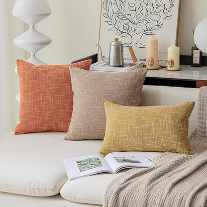 Kevin Textile Set of 2 Textural Faux Linen Throw Cushion Pillow Covers Shams - Image 5