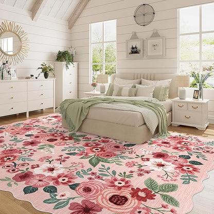 DUKINO 8x10 Area Rug, Floral Washable Rugs - Image 2