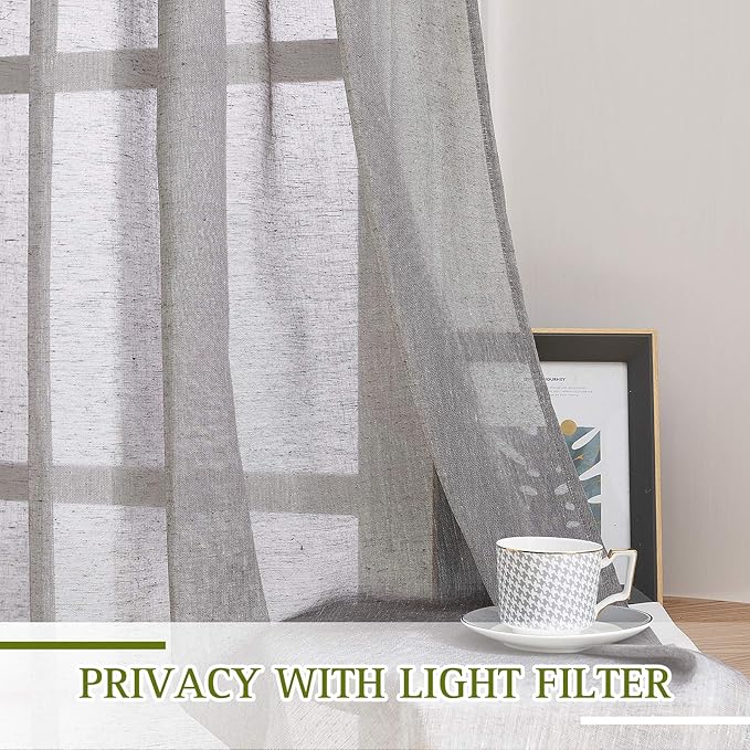 NICETOWN Charcoal Grey Linen Curtains - Image 5