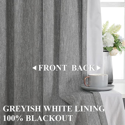 Vision Home Charcoal Grey Full Blackout Curtains Pinch Pleated Room Darkening - Image 2