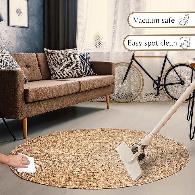 Ramanta Home Hand Woven Jute Braided Rug 4' Round - Image 3