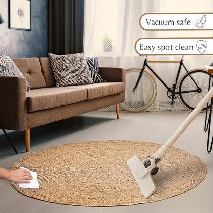 Ramanta Home Hand Woven Jute Braided Rug 4' Round - Image 3