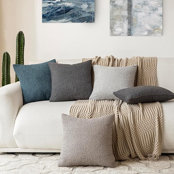 Foindtower Decorative Textured Boucle Throw Pillow Covers Accent Solid Pillow - Image 7