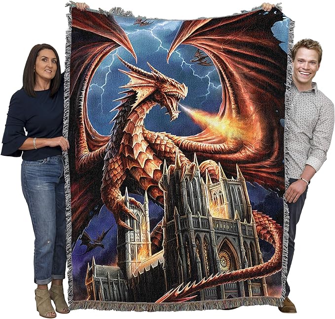 Pure Country Weavers Dragon Fury Woven Blanket by Anne Stokes by PureCountryWeavers